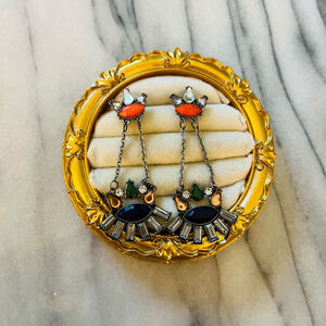 Unique Vintage Style Earrings Multicolor Silver Toned Dangle Drop Boho Statement